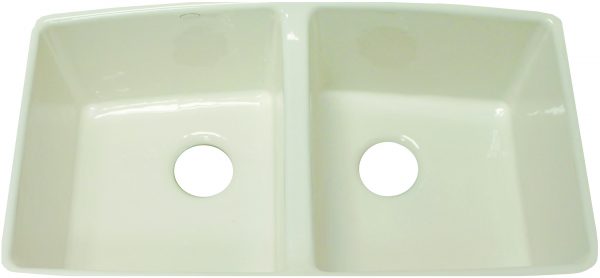 Brookfield 33″ equal double bowl undermount cast iron sink.