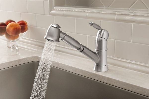 Satin Nickel Pull-Out Kitchen Faucet