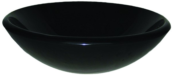 Black Glass Round Vessel