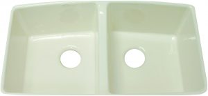 Brookfield 33" equal double bowl undermount cast iron sink.