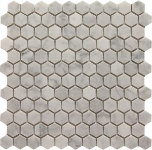 1x1 White Carrera Hexagon