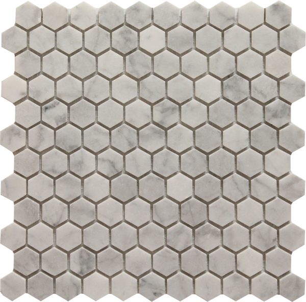 1×1 White Carrera Hexagon