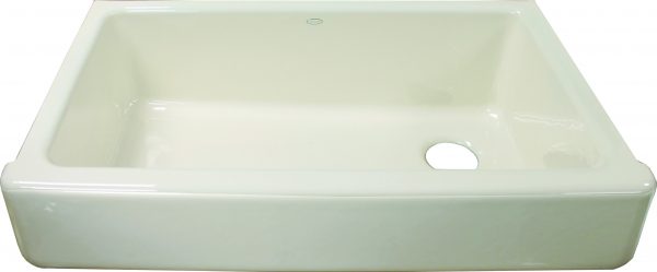 Whitehaven single bowl undermount cast iron sink with short apron.